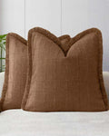 Linen-Look Cushion Covers - Twin-Pack - Cinnamon, 45cm x 45cm