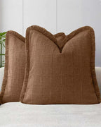 Linen-Look Cushion Covers - Twin-Pack - Cinnamon, 45cm x 45cm