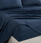 Vintage Washed Microfibre Sheet Set with Pillowcases - Navy