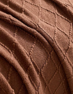 Micro Plush Diamond Knitted Throw Blanket, Brown