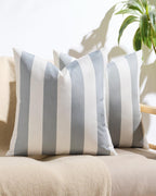 Striped Outdoor Waterproof Cushion Covers Silver 45x45cm