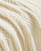 Bobble Textured Knitted Throw - Snow, 130x170cm