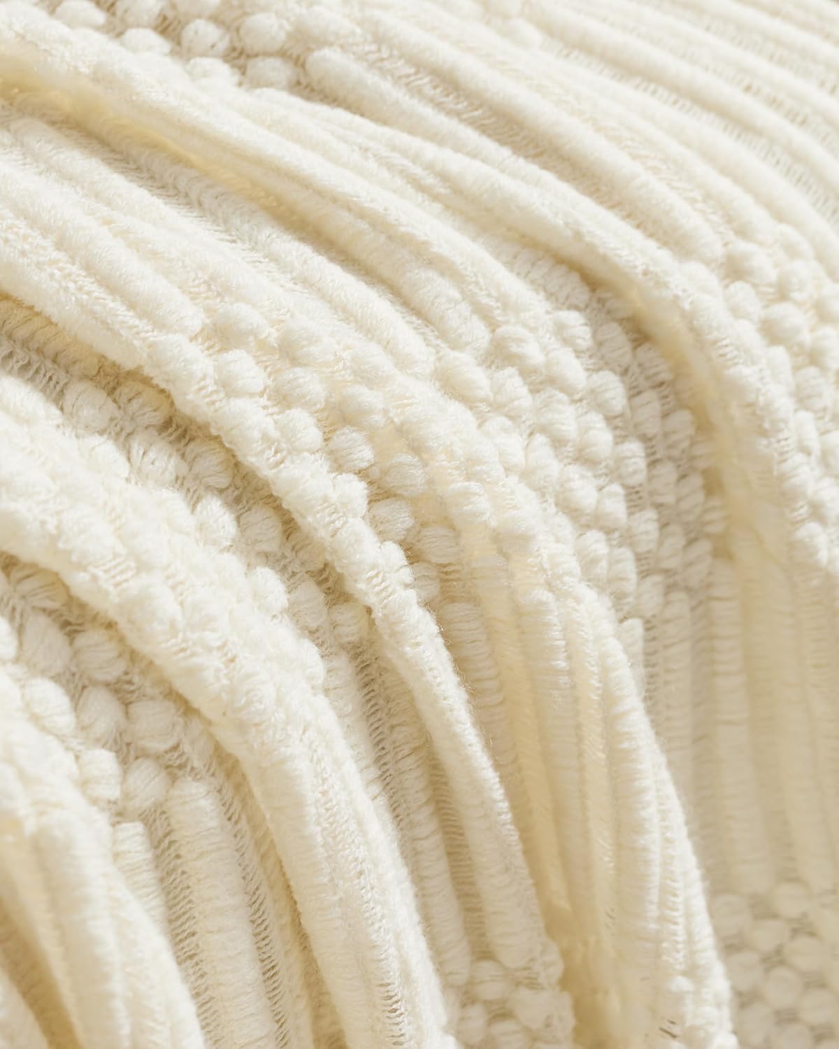 Bobble Textured Knitted Throw - Snow, 130x170cm
