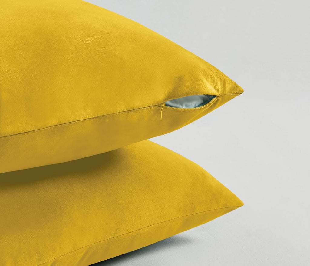 Velvet Cushion Covers - Twin-Pack - Yellow