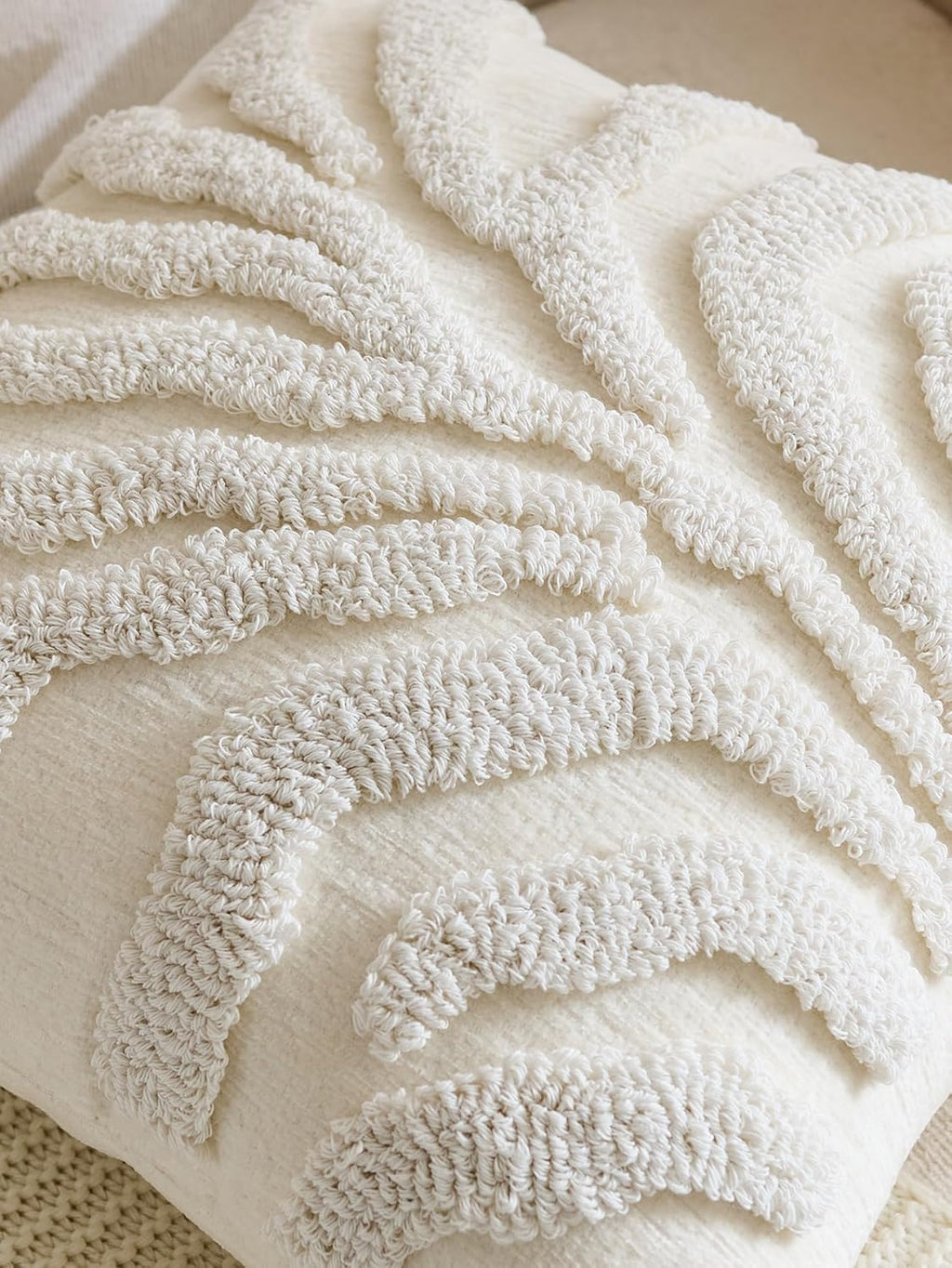 Tufted Leaf Cushion Covers - Twin-Pack - Snow, 45cm x 45cm