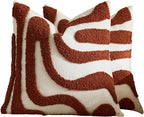 Tufted Wave Cushion Covers Set of 2, Rust, 45 x 45 cm