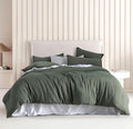 Vintage Washed Microfibre Quilt Cover Set - Khaki Green