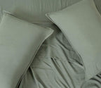 Vintage Washed Microfibre Quilt Cover Set - Khaki Green