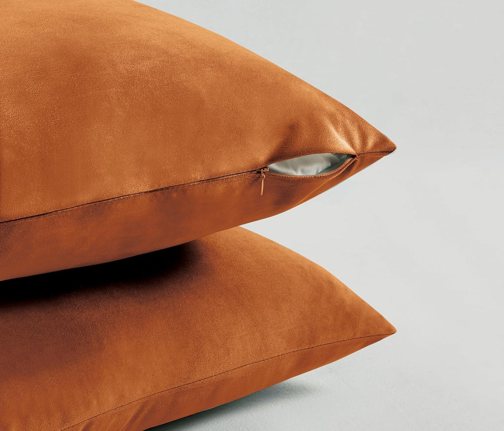 Velvet Cushion Covers - Twin-Pack - Terracotta