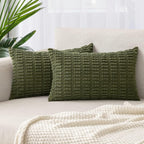 Boho Corduroy Cushion Covers - Twin-Pack - Olive Green - 30cm x 50cm