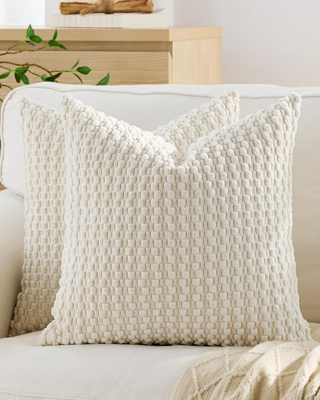 Bubble Corn Cushion Covers - Twin-Pack - Snow, 45cm x 45cm