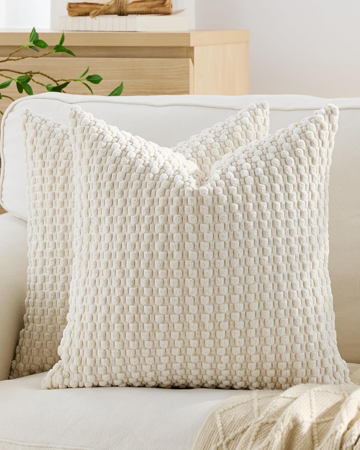 Bubble Corn Cushion Covers - Twin-Pack - Snow, 45cm x 45cm