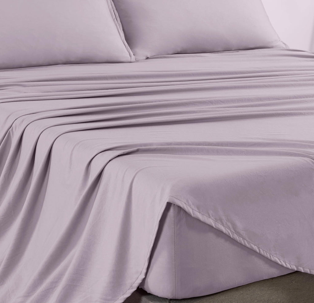Vintage Washed Microfibre Sheet Set with Pillowcases - Lilac