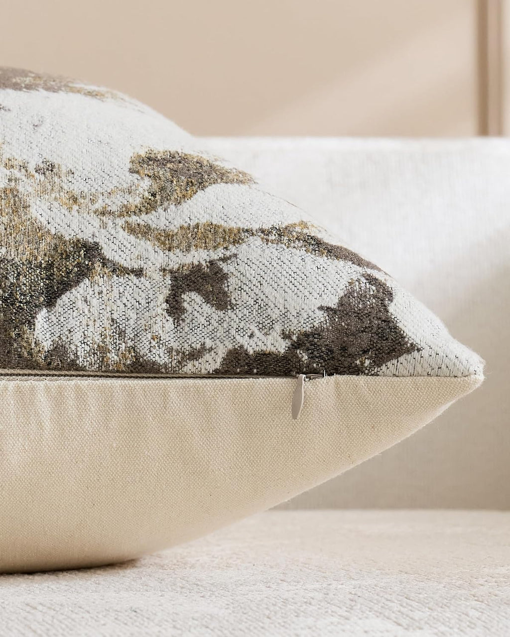 Vintage Floral Chenille Cushion Covers - Twin-Pack - Warm Taupe, 45cm x 45cm
