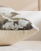 Vintage Floral Chenille Cushion Covers - Twin-Pack - Warm Taupe, 45cm x 45cm