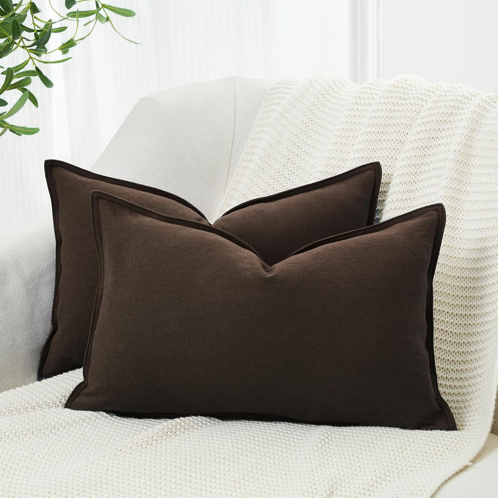 Linen & Cotton Blend Cushion Covers - Twin-Pack - Dark Brown