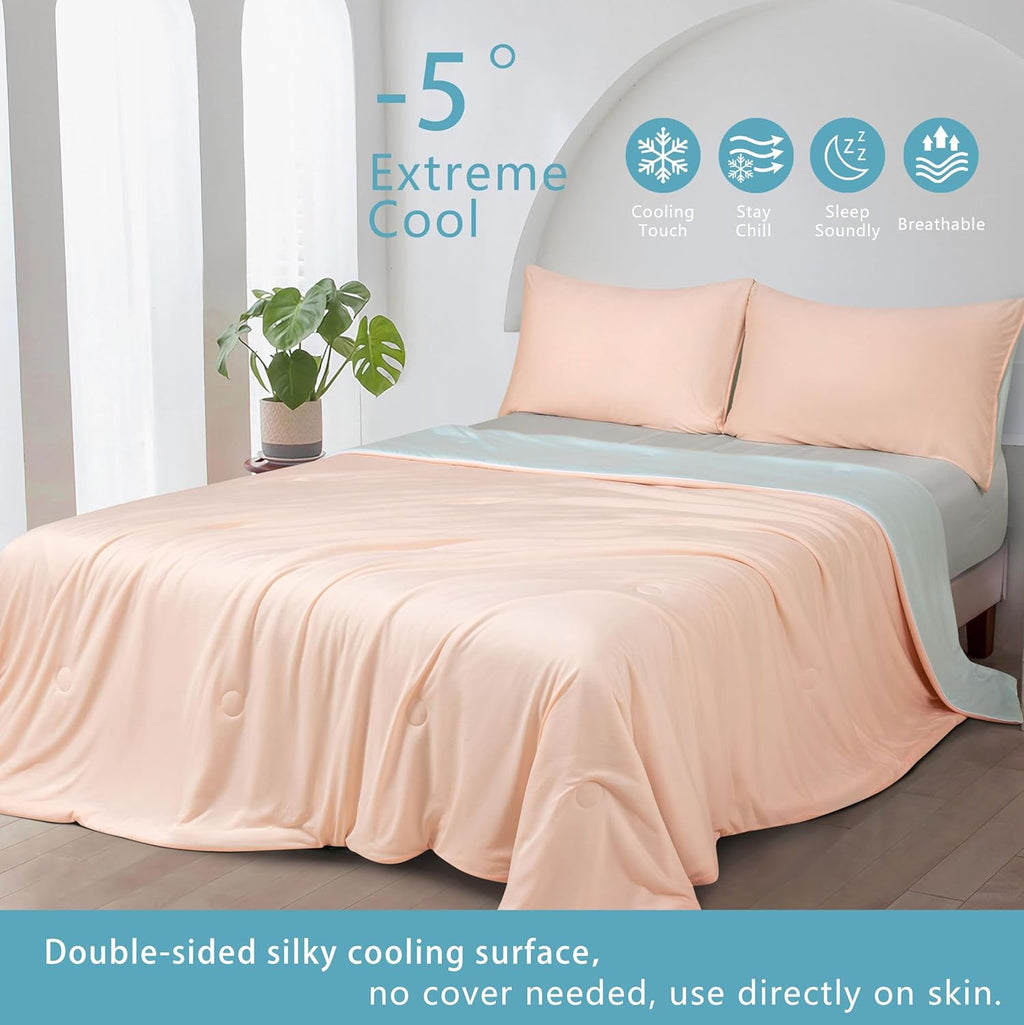 Ice Cooling Reversible Comforter/Blanket/Quilt - Orange and Blue