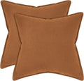 Linen-Cotton European Pillowcases - Soft & Breathable with Hidden Zipper Design - Terracotta, 65x65cm