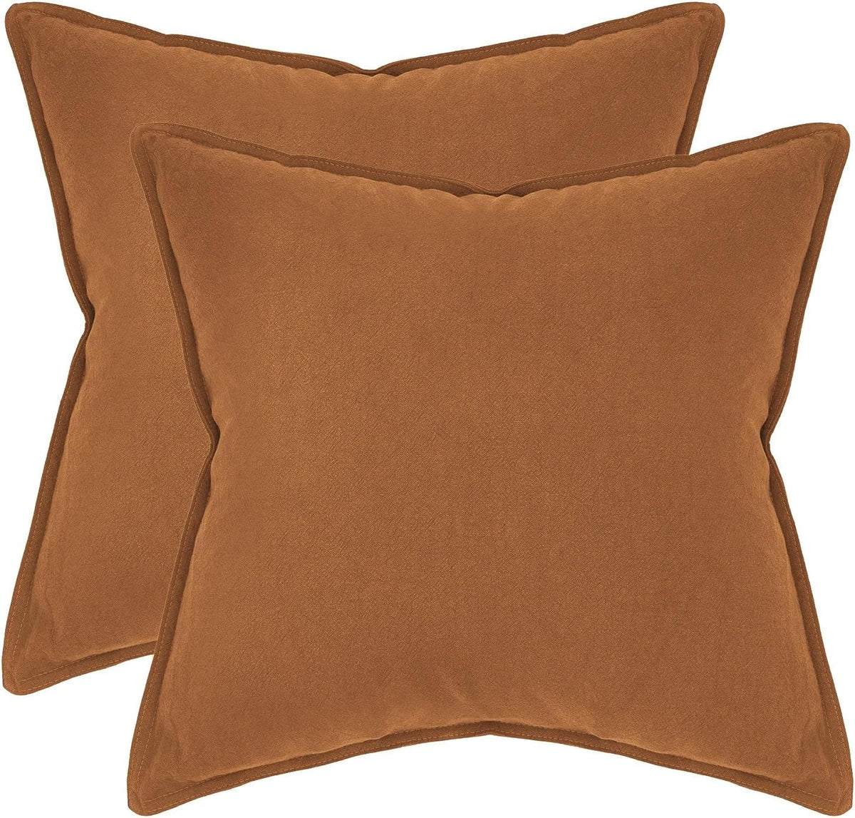 Linen-Cotton European Pillowcases - Soft & Breathable with Hidden Zipper Design - Terracotta, 65x65cm