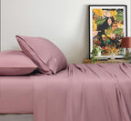 Vintage Washed Cotton Sheet Set with Matching Pillowcases - Rose