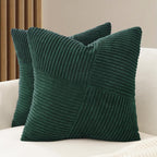 Corduroy Windmill-Inspired Cushion Covers - Twin-Pack - Forest Green - 45cm x 45cm