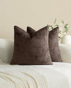 Chenille Grid Cushion Covers - Pack of 2 - Brown, 50cm x 50cm