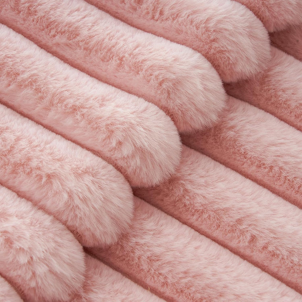 Faux Fur European Pillowcases - Pink - 65x65cm