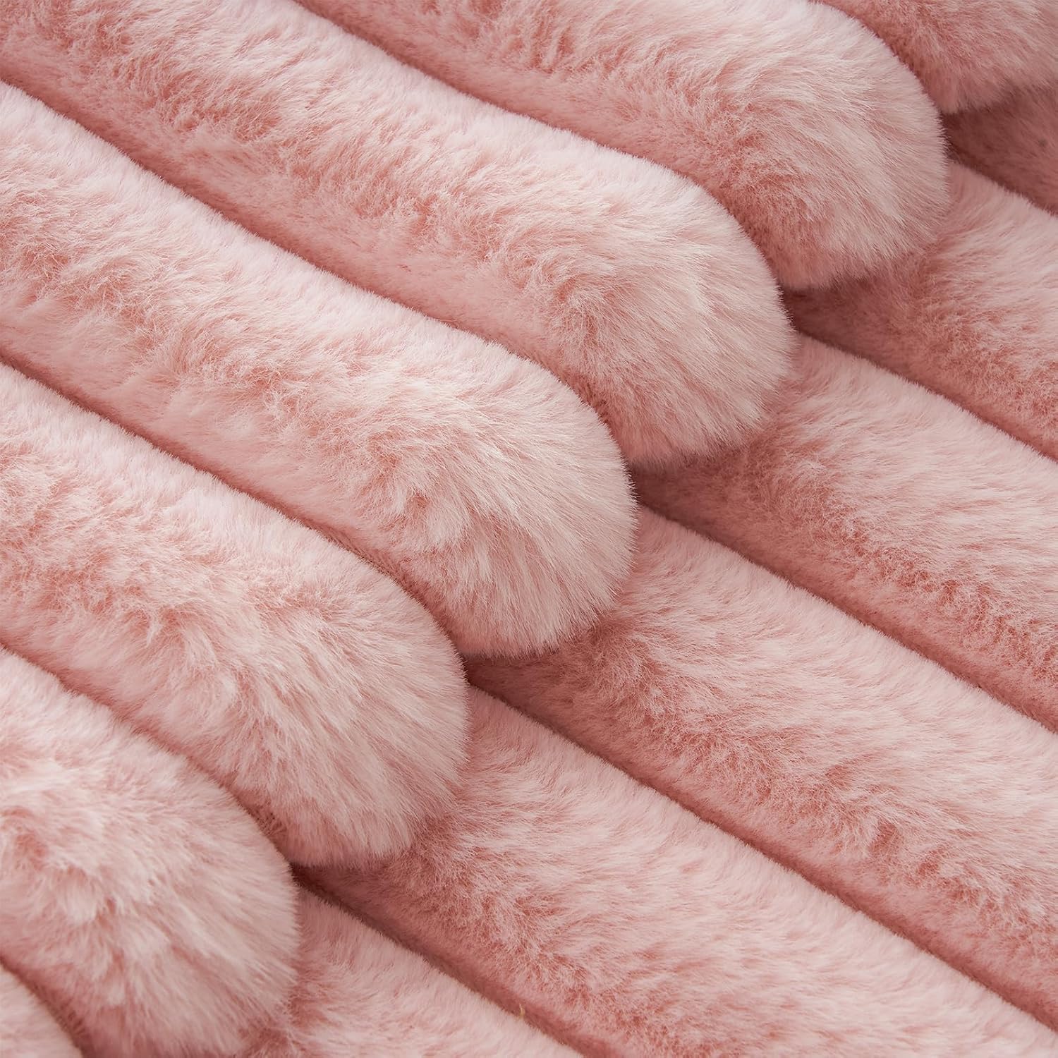 Faux Fur European Pillowcases - Pink - 65x65cm