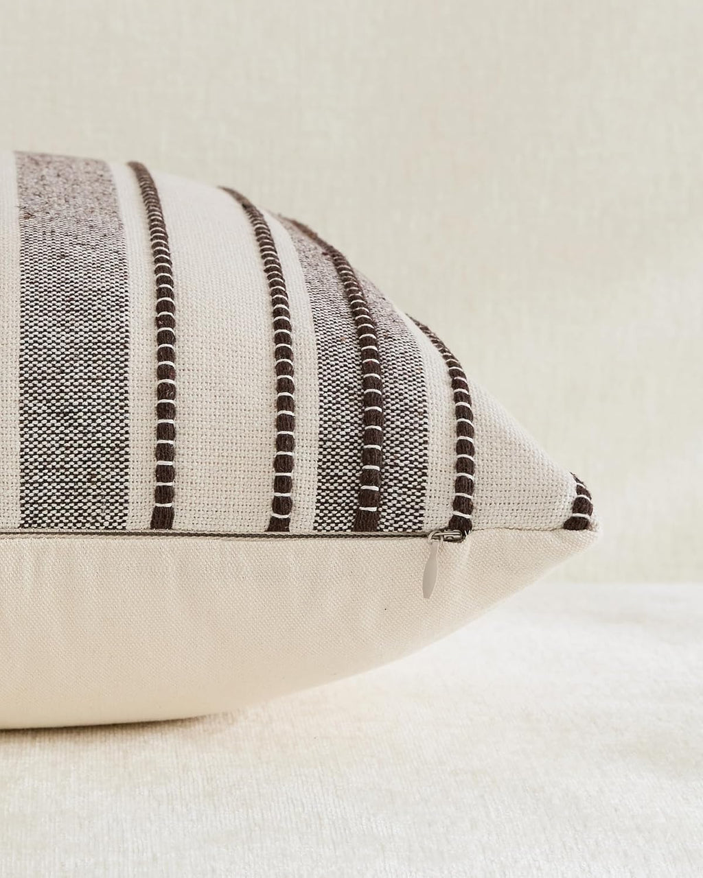 Heritage Linear Woven Cushion Covers - Twin-Pack - Brown, 30cm x 50cm