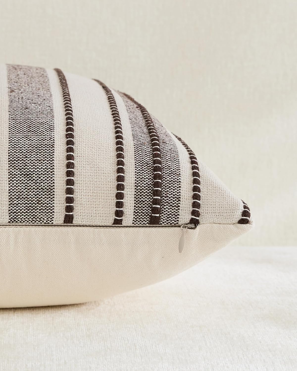 Heritage Linear Woven Cushion Covers - Twin-Pack - Brown, 30cm x 50cm