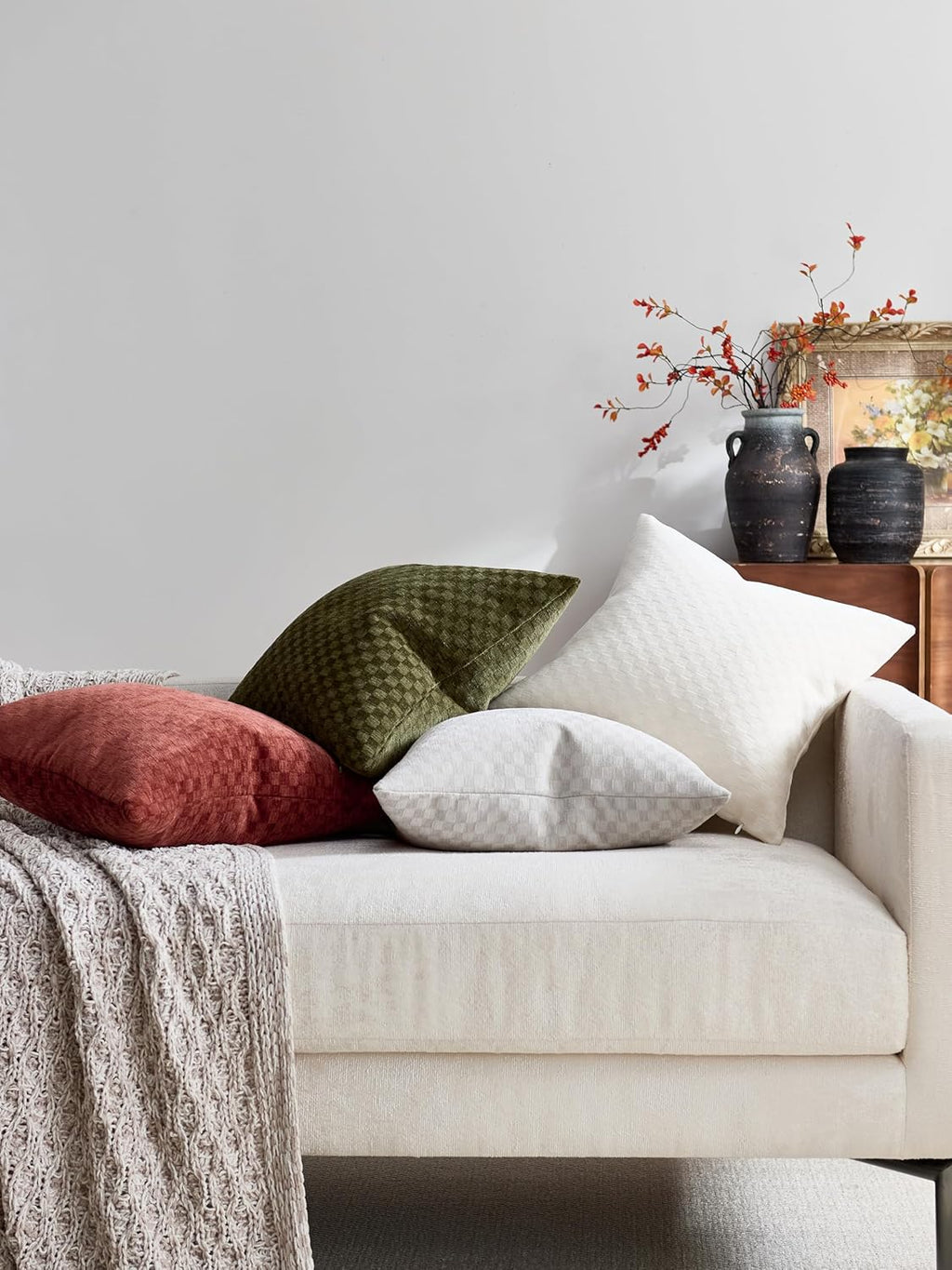 Chenille Waffle Cushion Covers - Twin-Pack - Rust, 45cm x 45cm