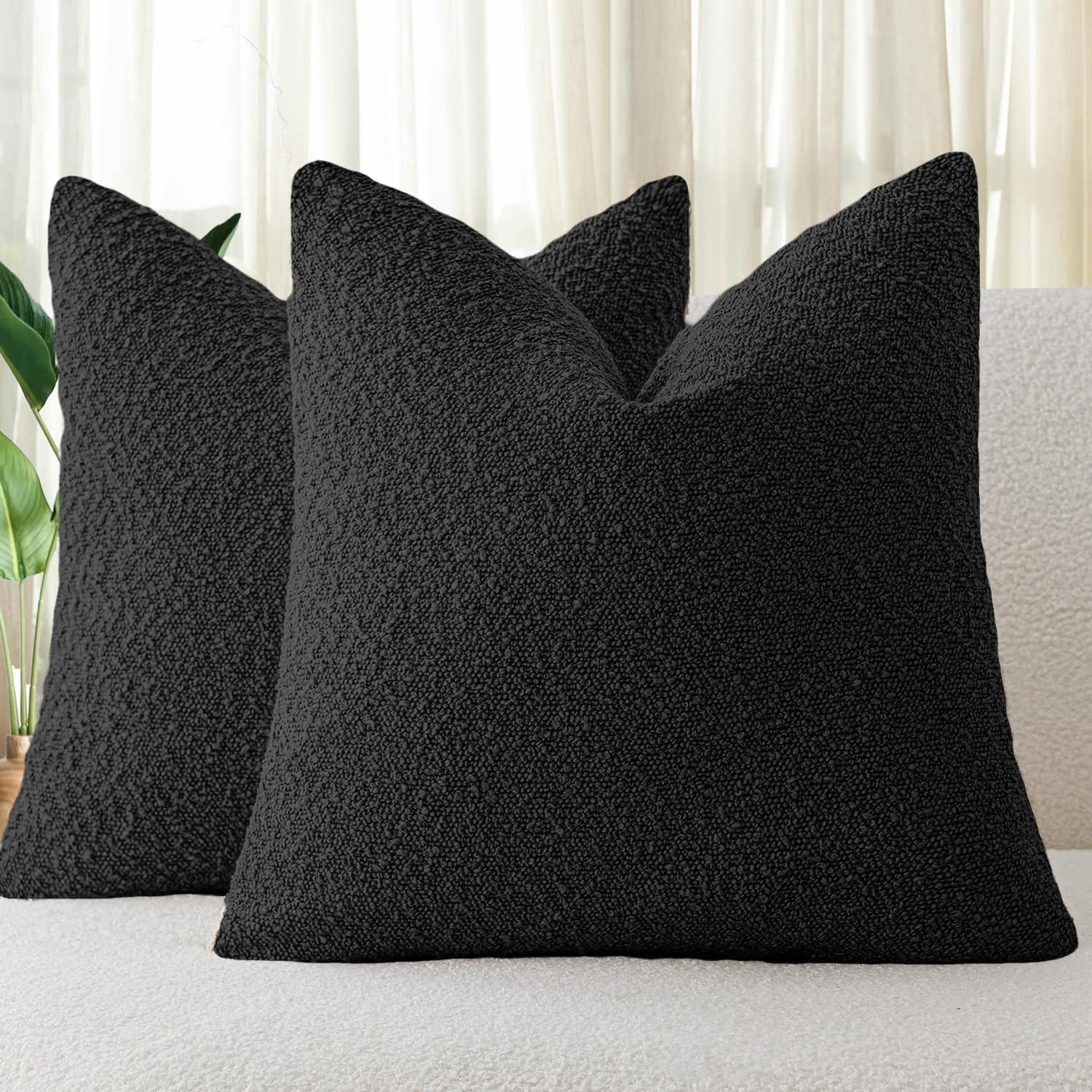 Boucle European Pillowcases - Black - Twin Pack
