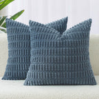 Boho Corduroy Cushion Covers - Twin-Pack - Dusty Blue - 45cm x 45cm
