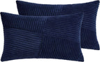 Corduroy Windmill-Inspired Cushion Covers - Twin-Pack - Navy Blue - 30cm x 50cm