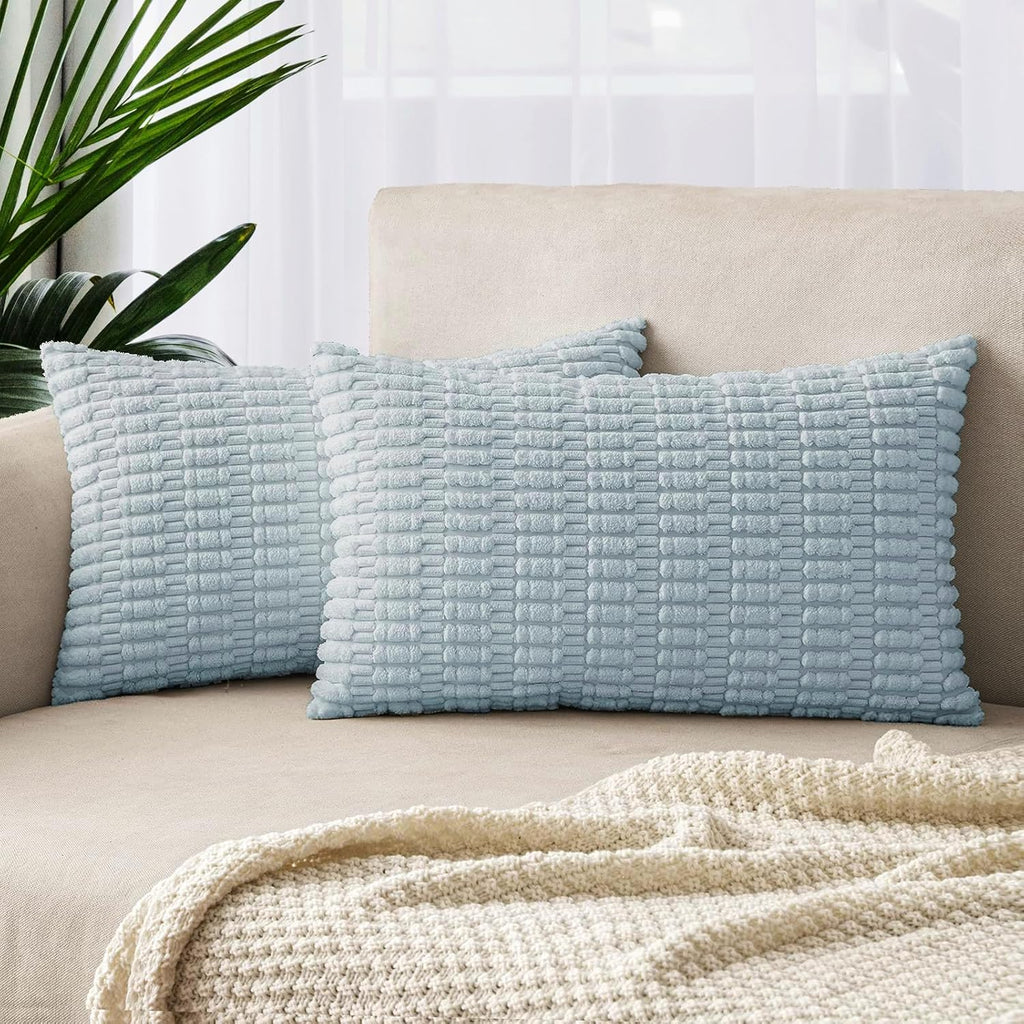 Boho Corduroy Cushion Covers - Twin-Pack - Sky - 30cm x 50cm