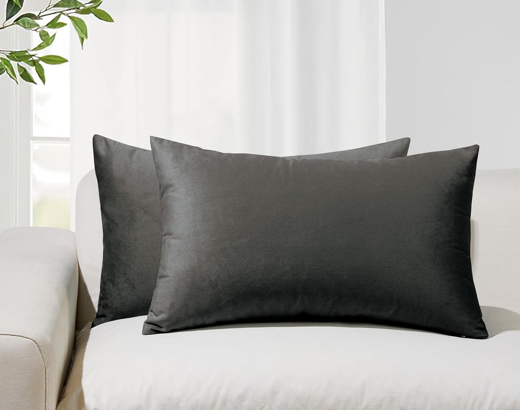 Velvet Cushion Covers - Twin-Pack - Dark Grey