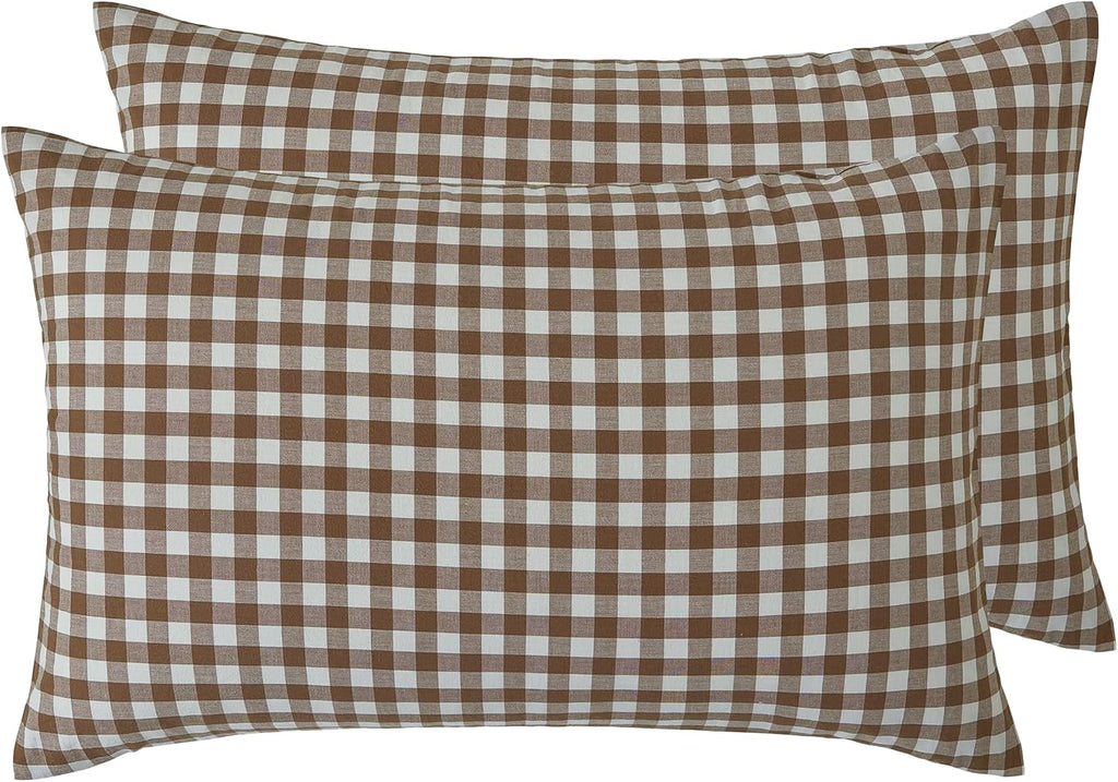 Yarn-Dyed Vintage Washed Cotton Quilt Cover Set - Brown