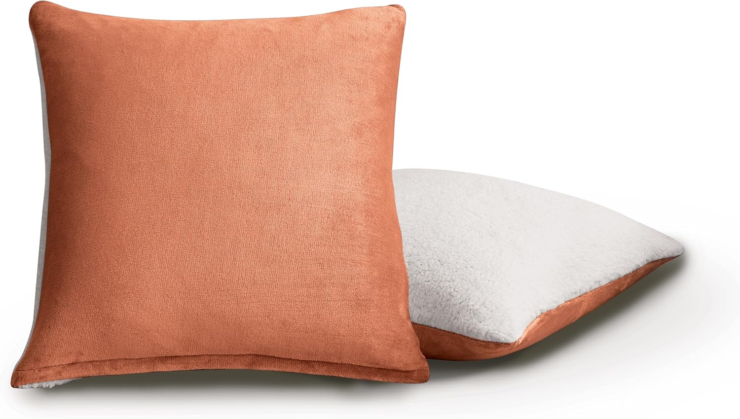Teddy Sherpa European Pillowcases - Twin-Pack - Terracotta - 65cm x 65cm