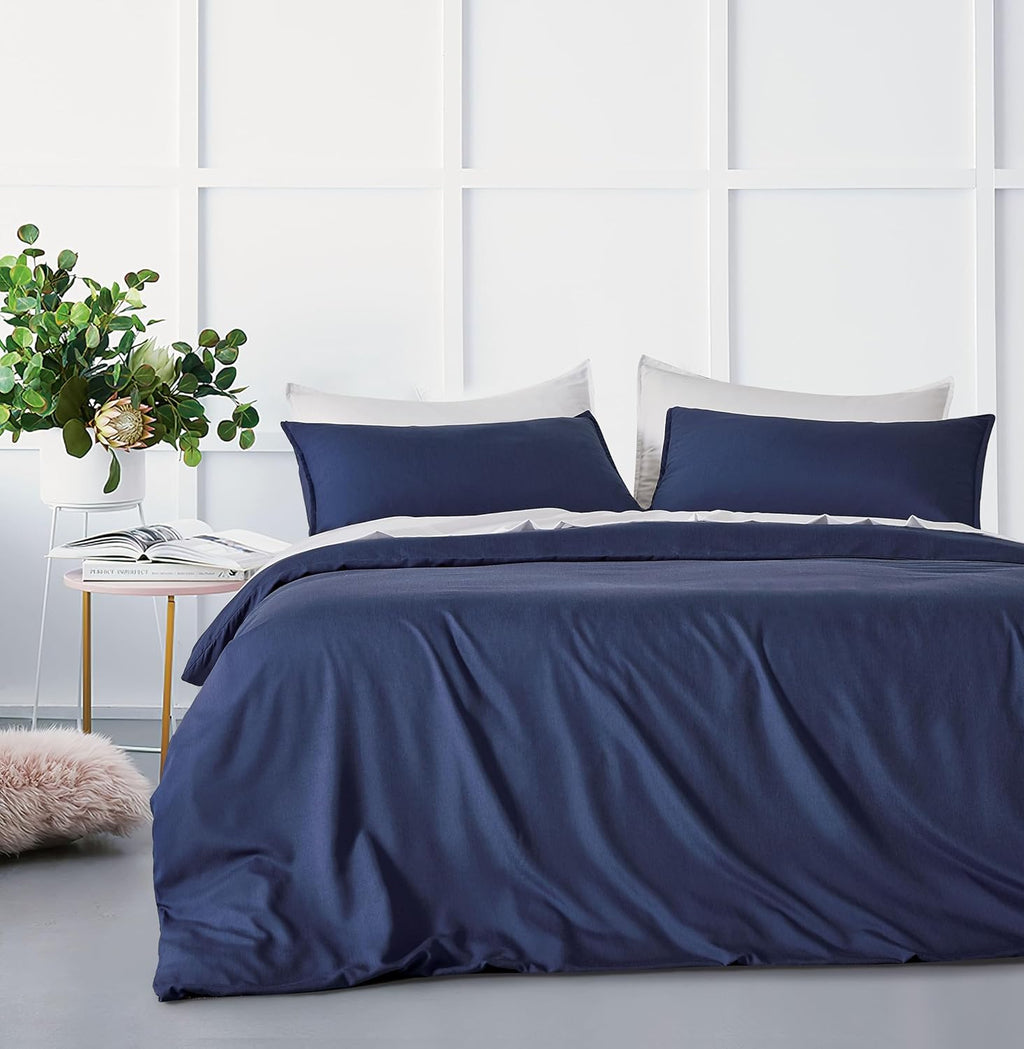 Gioia Casa Bamboo Microfibre Quilt Cover Set - Breathable, Moisture-Wicking & Hypoallergenic - Navy