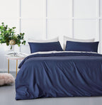 Gioia Casa Bamboo Microfibre Quilt Cover Set - Breathable, Moisture-Wicking & Hypoallergenic - Navy