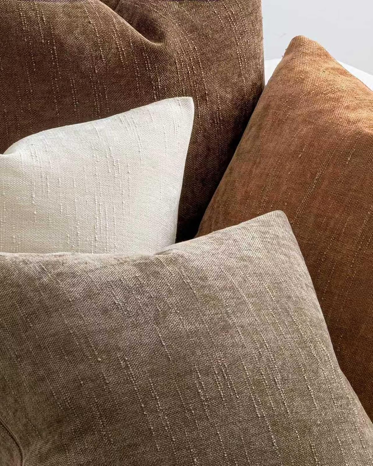 Chenille Haze-Textured Cushion Covers - Pack of 4 - Warm Brown, 45cm x 45cm