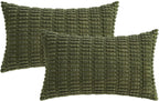 Boho Corduroy Cushion Covers - Twin-Pack - Olive Green - 30cm x 50cm