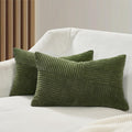 Corduroy Windmill-Inspired Cushion Covers - Twin-Pack - Olive Green - 30cm x 50cm