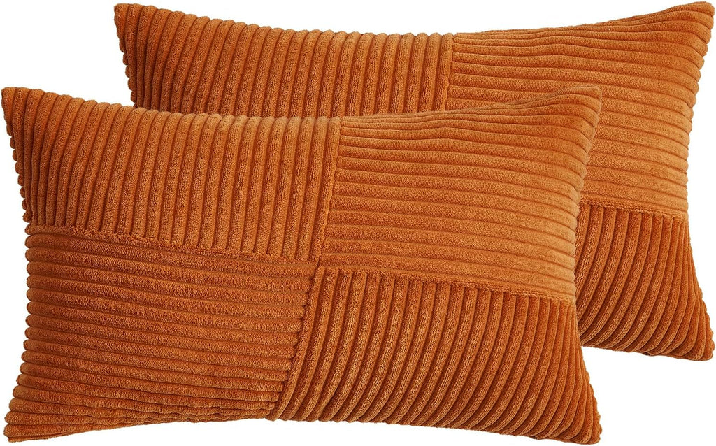 Corduroy Windmill-Inspired Cushion Covers - Twin-Pack - Terracotta - 30cm x 50cm