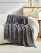 Micro Plush Knitted Woven Throw Blanket - Grey