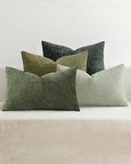 Chenille Grid Cushion Covers - Pack of 4 - Mix of Green, 30cm x 50cm