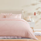 Yarn-Dyed Microfibre Stripe Quilt Cover Set - Light Pink