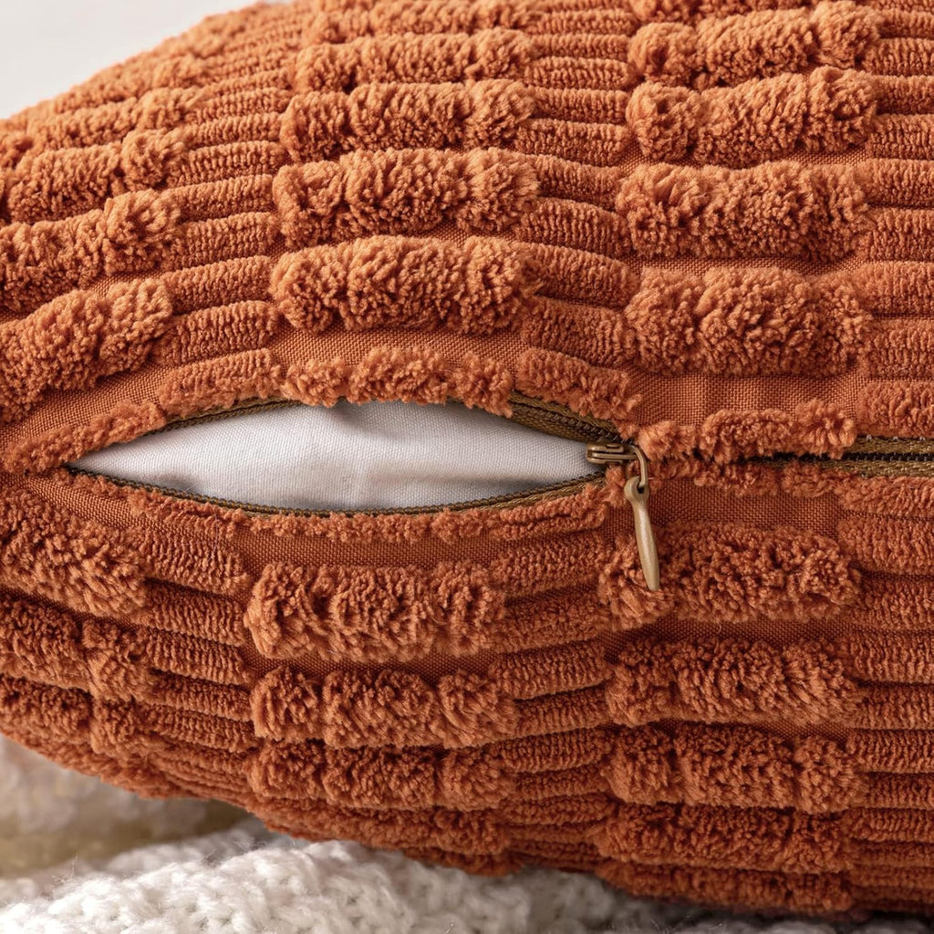 Boho Corduroy Cushion Covers - Twin-Pack - Rust - 45cm x 45cm