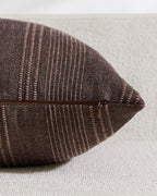 Linen Blend Striped Cushion Covers, Set of 2, Dark Brown, 30x50cm