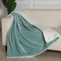 Microfibre Teddy Sherpa Throw Blanket - Sage Green